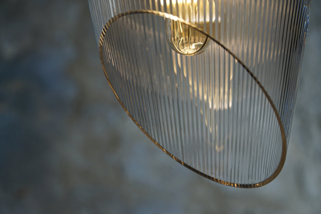 Carmen L Ribbed Clear Pendant