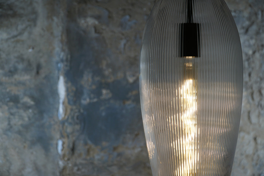 Carmen L Ribbed Clear Pendant