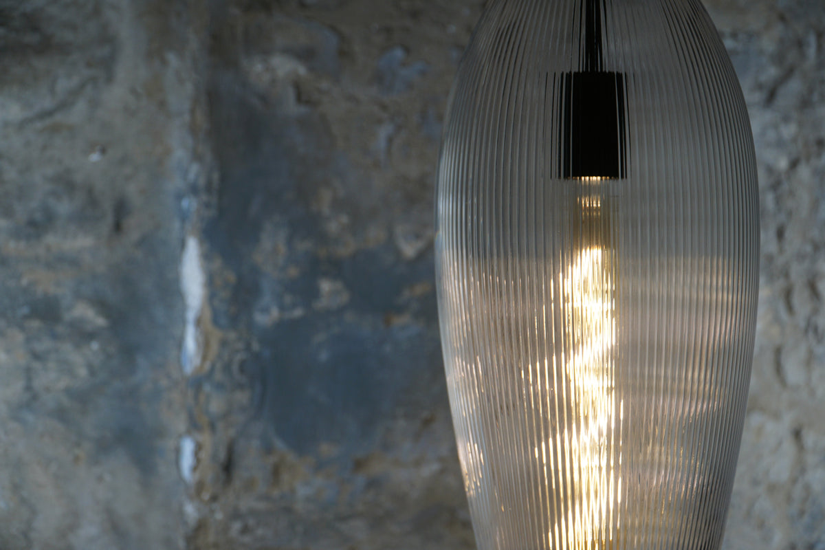 Carmen L Ribbed Clear Pendant
