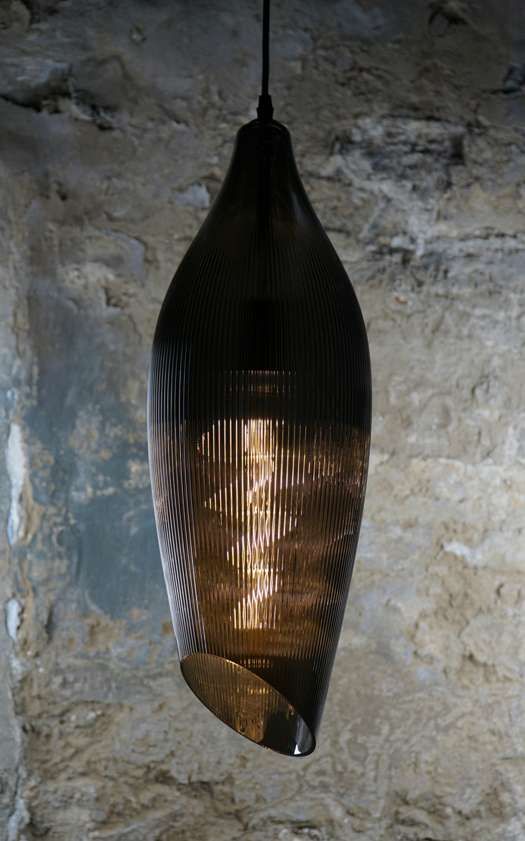 Carmen L Ribbed Smoke Pendant
