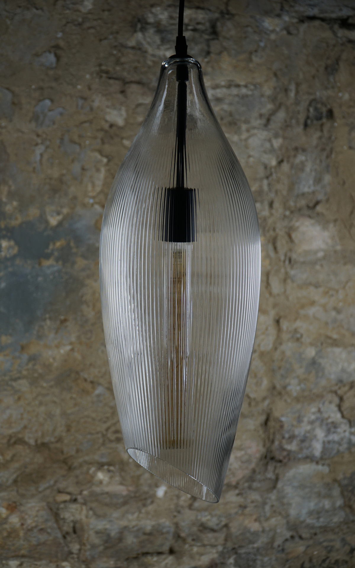 Carmen L Ribbed Clear Pendant