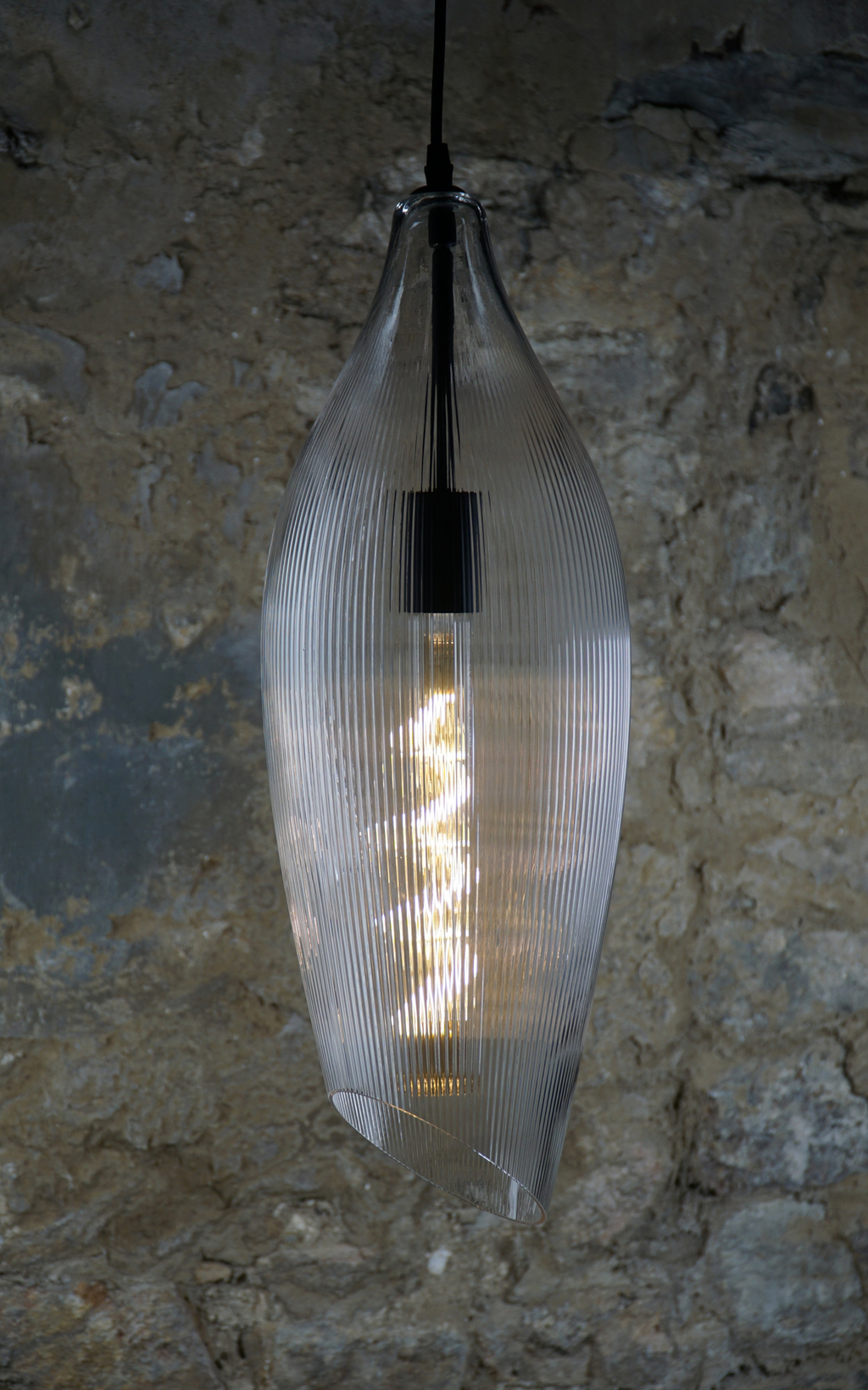 Carmen L Ribbed Clear Pendant
