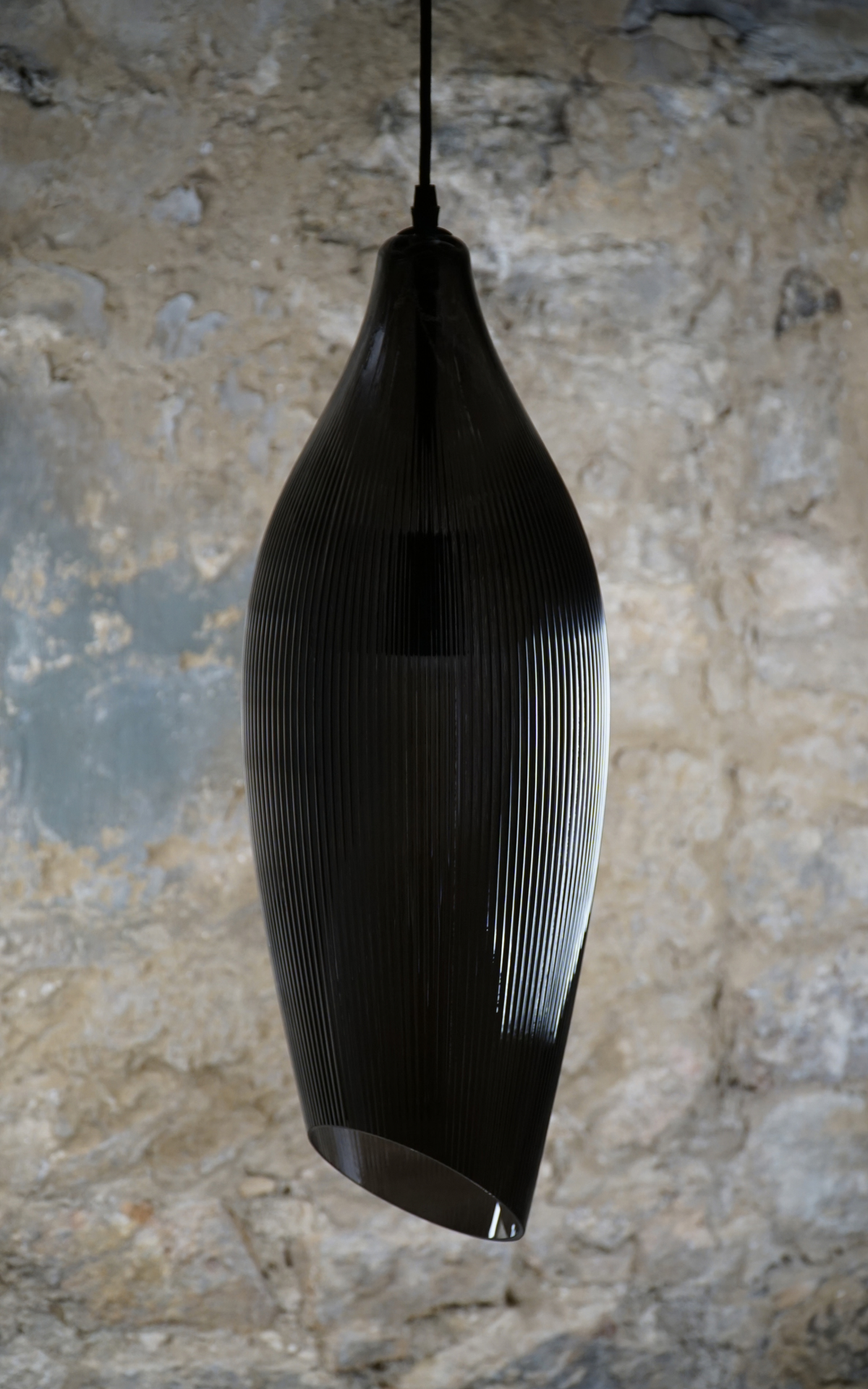 Carmen L Ribbed Smoke Pendant
