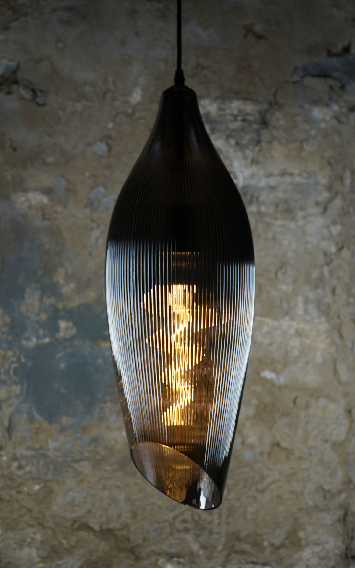 Carmen L Ribbed Smoke Pendant