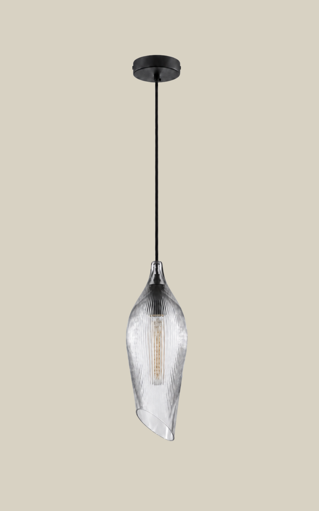 Carmen M Ribbed Clear Pendant