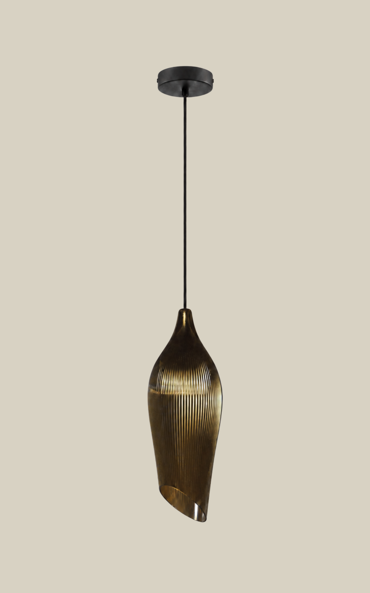 Carmen M Ribbed Gold Pendant