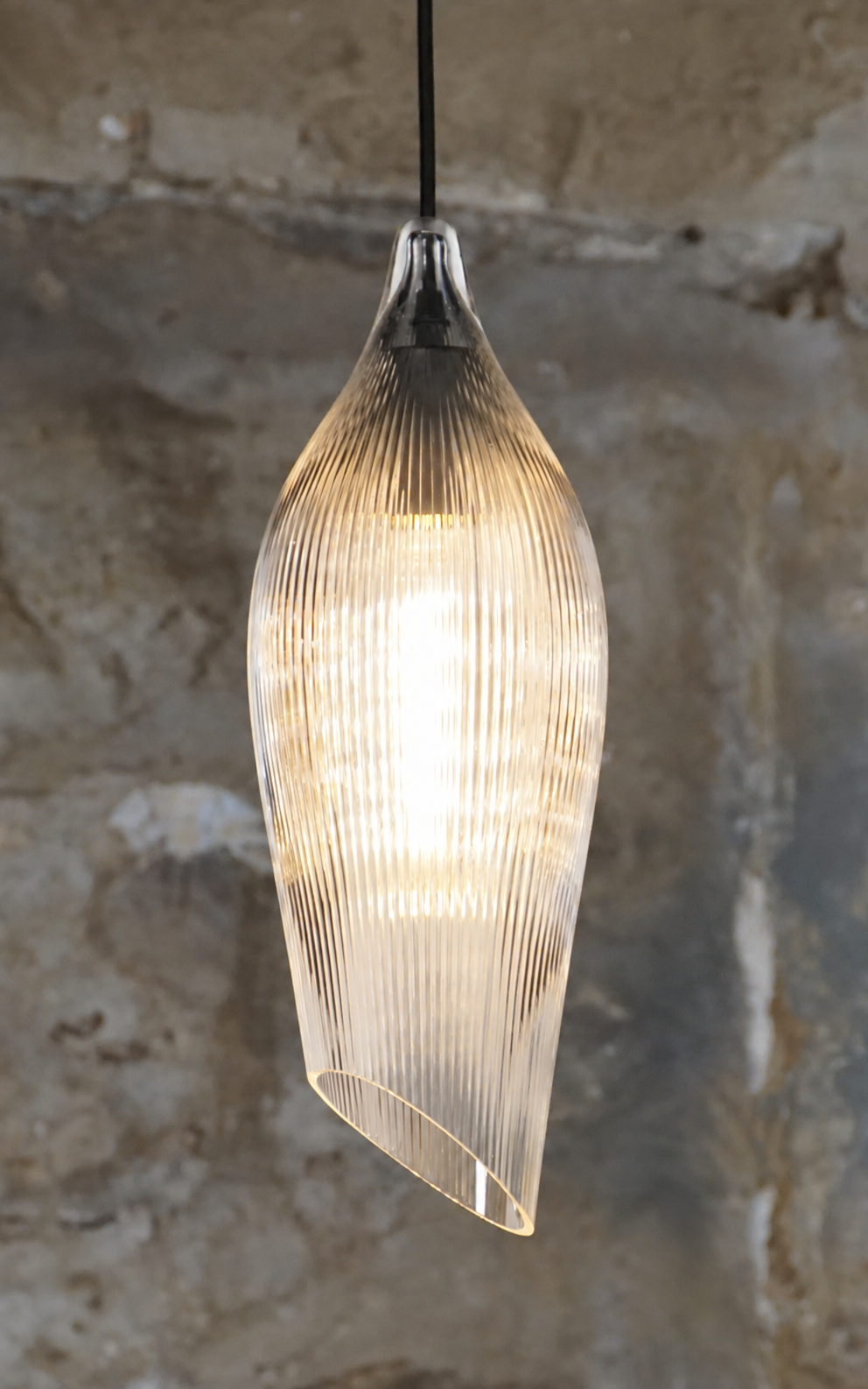 Carmen M Ribbed Clear Pendant
