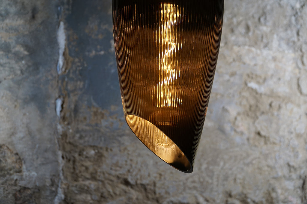 Carmen L Ribbed Gold Pendant